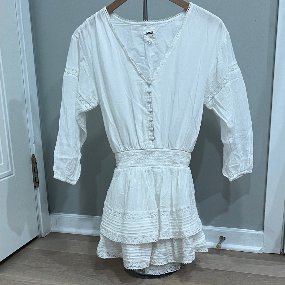 Aerie White Lace Button-Down Dress